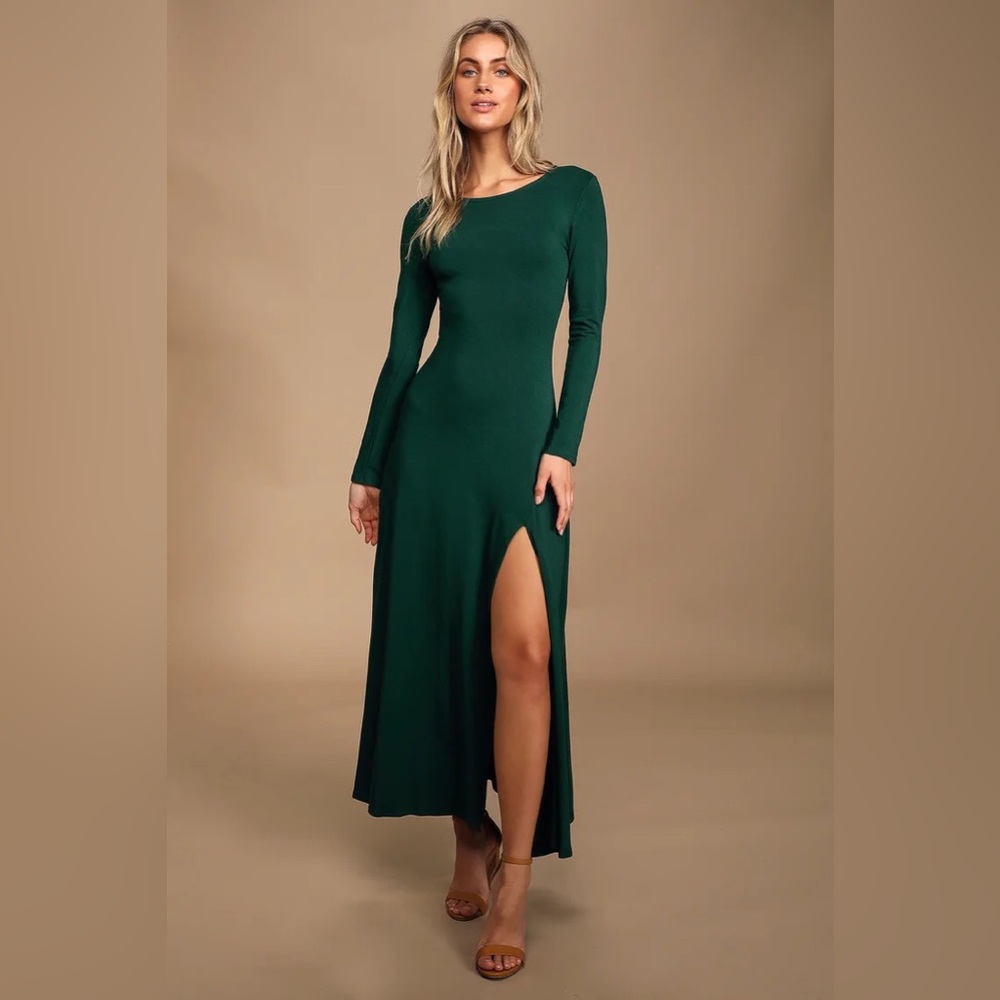 Lulus Swept Away Forest Green Maxi Dress